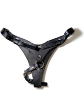 Load image into Gallery viewer, Rouge Black Leather Adjustable Pegging Dildo Compatible Harness