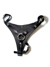 Load image into Gallery viewer, Rouge Black Leather Adjustable Pegging Dildo Compatible Harness