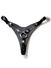 Load image into Gallery viewer, Rouge Black Leather Adjustable Pegging Dildo Compatible Harness
