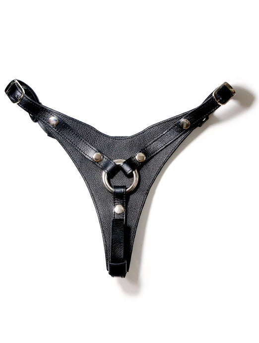 Rouge Black Leather Adjustable Pegging Dildo Compatible Harness